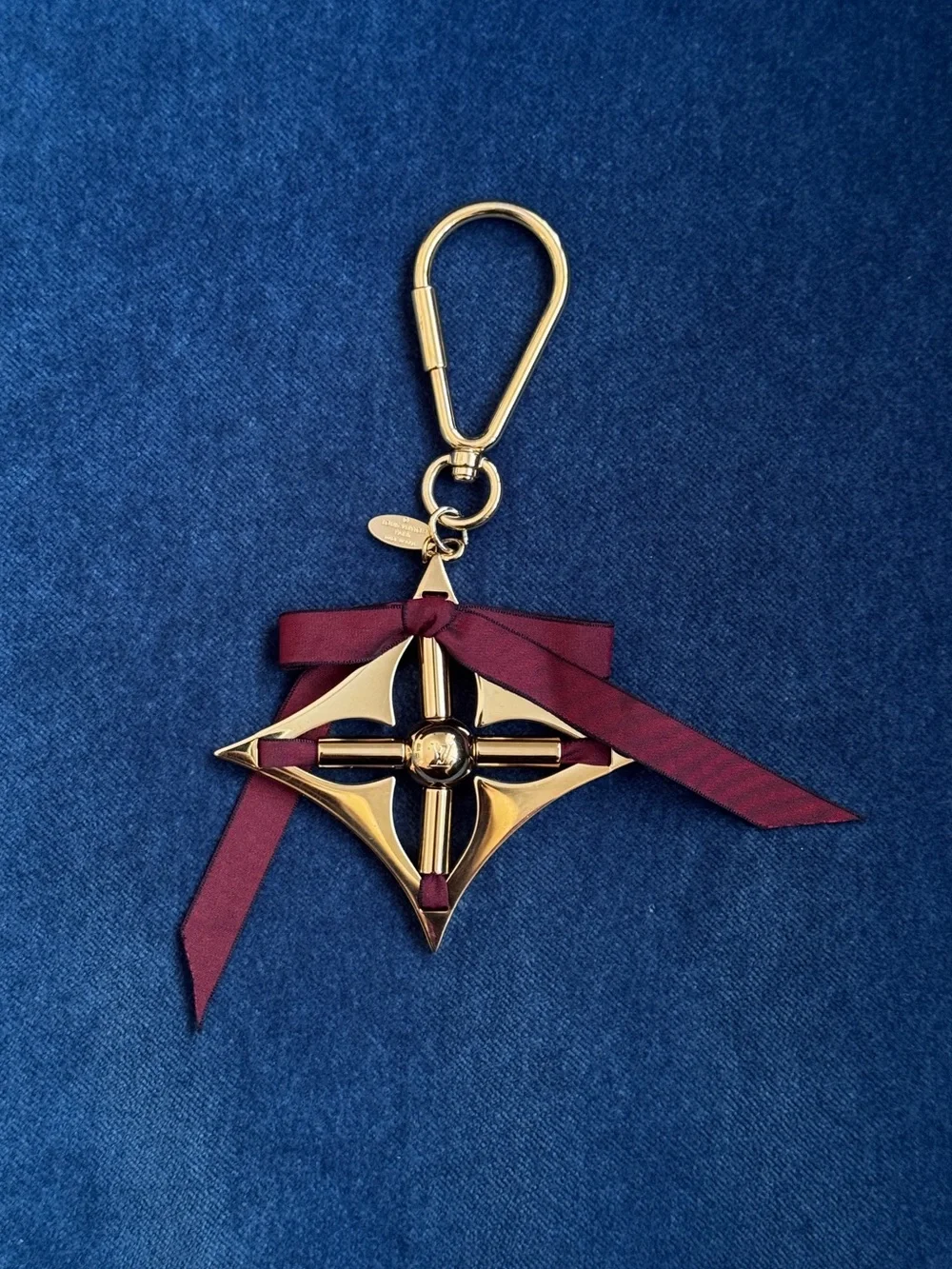 Authentic Louis Vuitton Gold Tone Fleur Bag Key Charm